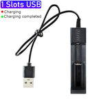 18650 Battery Charger 1/2/4 Slots Dual 18650 Charging 3.7V  Rechargeable Lithium Battery USB Charger For 16340 14500 18650