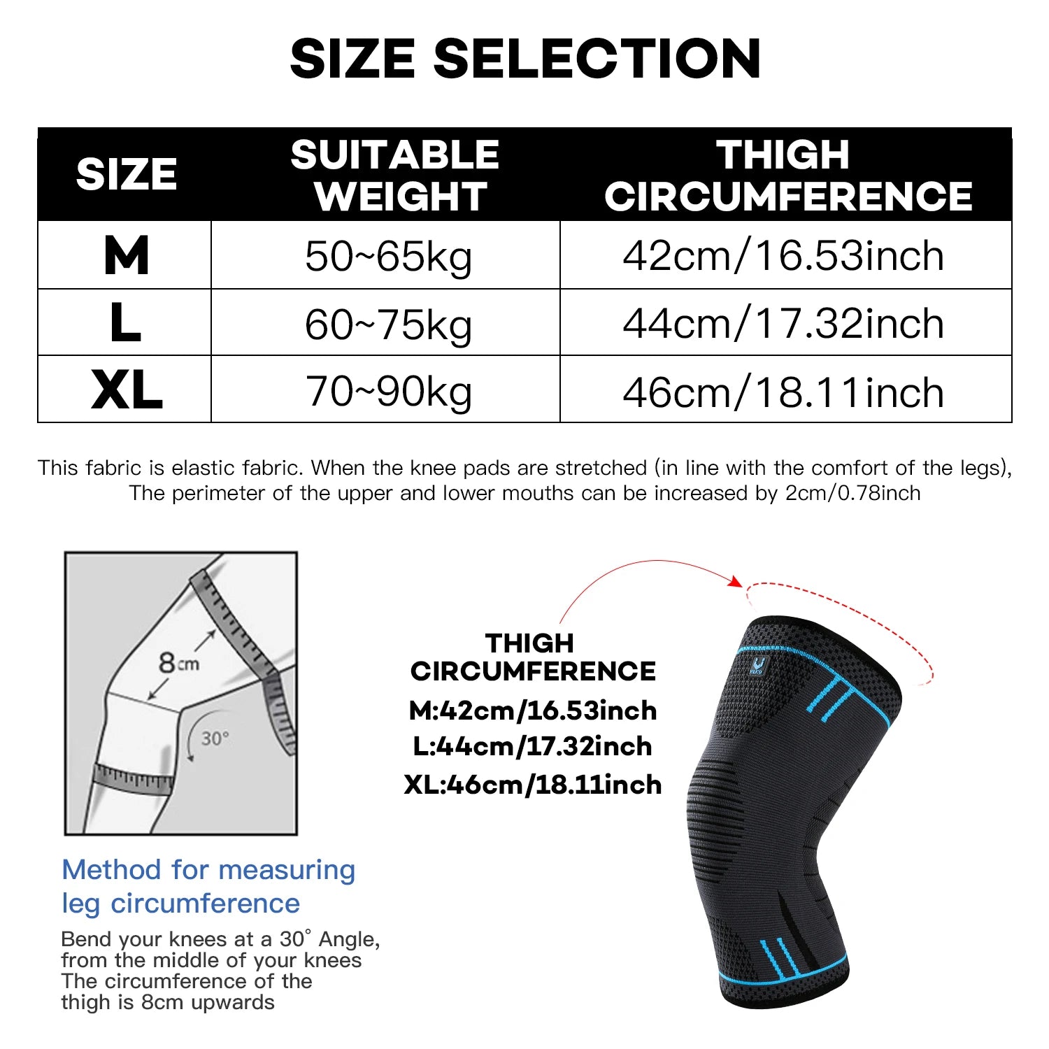 1 Pcs Compression Genou Support Manchon élastique Respirant