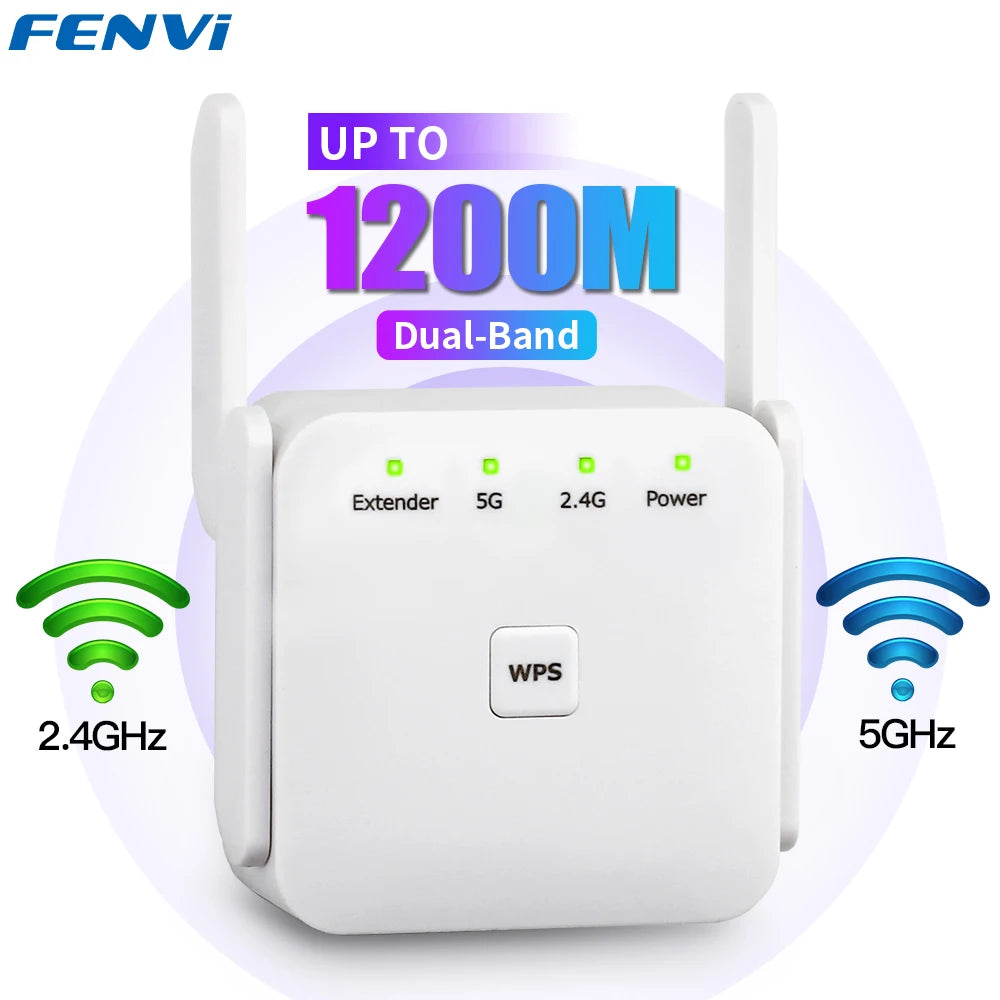 5Ghz WiFi Repeater AC1200 Wi-Fi Booster WiFi Extender Amplificateur 2.4G/5GHz Wi-Fi Signal Booster Point d'accès réseau longue portée