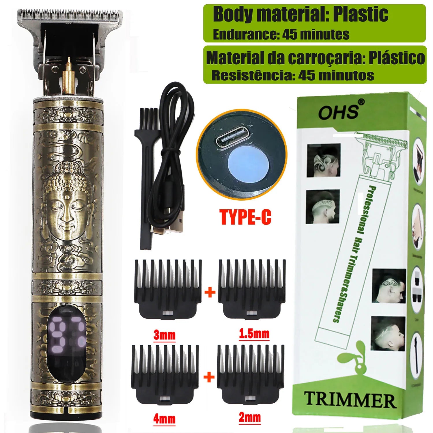 Vintage Hair Clipper USB Charging Hair Cutting Machine Electric Hair Trimmer Portable Shaver Professional Barber Boyfriend Gift