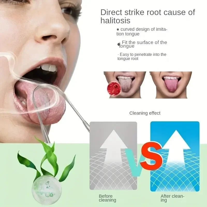 Outils de soins oraux en acier inoxydable, Brosse de langue de mauvaise haleine