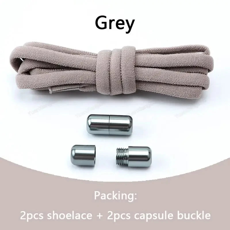1 Pair Non-Removable Shoelaces Capsule Buckle Elastic Design for Fashionable Board and Sports Shoes