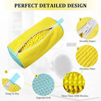 Fluffy Fiber Shoe Washing Bag 360° Surround Cleaning Reusable Durable Machine-Washable Laundry Bag with Zipper Closure (1pc)