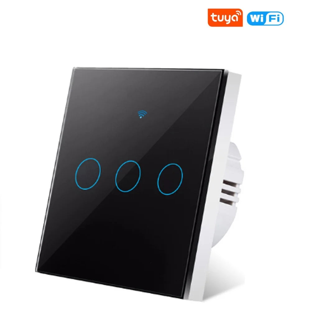 WiFi Smart Switch EU Light Wall Touch Switch 220V No Need Neutral Wire Tuya Smart Life Work with Alexa Google Home 1/2/3Gang