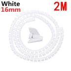 2M 16/10mm Flexible Spiral Cable Wire Protector Cable Organizer Computer Cord Protective Tube Clip Organizer Management Tools