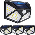 Solar Powered 100 LED Motion Sensor Wall Light, Waterproof Outdoor Security Lamp for Garden, Fence, Yard, Pathway Decoration