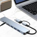 8in1 USB C Hub 4 USB Ports 1 USB-C Jack TF/SD Card Reader 3.5mm Audio Output for MacBook pro iPad pro iPhone 15 Laptop