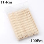 100/50Pcs Orange Wood Nail Sticks Double Sided Cuticle Pusher Remover Rhinestones Dotting Tools Nail Art Manicure Pedicure Care